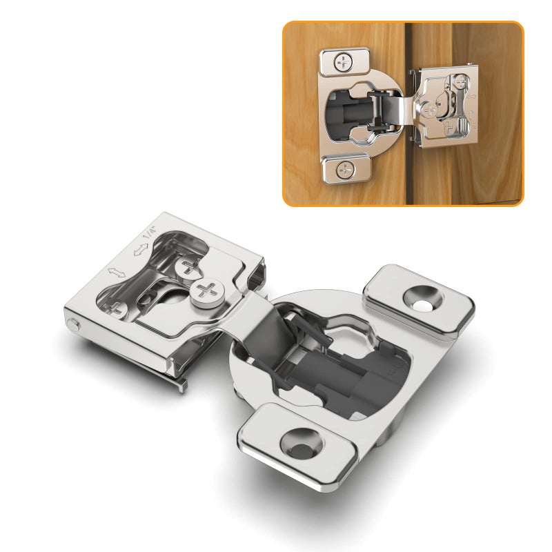 Chibery 50 Pack 1/4"" Small Overlay 4D Concealed Hinges for Face Frame Door  Soft Close On/Off Switch  Self Closing  105 Open Angle Concealed Stainless Steel Hinges for Framed Cabinet  Satin Nickel - Image 1